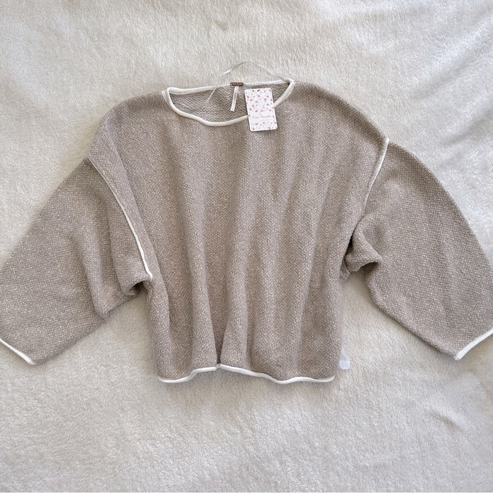 NWT Free People Bardot Cotton Sweater Natural XS